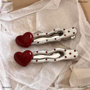 [COD] Beaution 2Pcs Sweet Heart Polka Dot Metal Hairpin Non Slip Hairpin Geometric Duckbill Hair Pin Women Barrettte Hair Clip Accessories