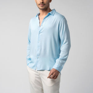 VENGOZ Kemeja Pria Slimfit - Viscose Soft Blue LS