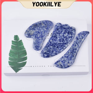YOOKIILYE ที่นวดกัวซาสำหรับใบหน้าแผ่นกัวซาสีฟ้าที่ขูดหินธรรมชาติบำรุงผิวเพื่อความงามนวดตัวเครื่องมือเพื่อสุขภาพลดไขมัน