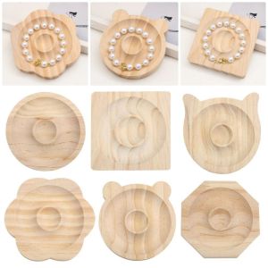 BEAUTY FINGER 1Pcs DIY Wooden Jewelry Tray Organizer Mat 10cm Bead Design Board  Wooden Bracelet Display Stand Plate for Jewelry Making and Display