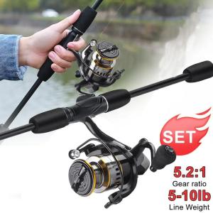 Malaysia Fishing Combo Set 2 Sections Spinning Rod With Gear Ratio 5.2:1 Spinning Reel Memancing Set Penuh Pancing Lure Outdoor