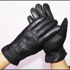 Deerskin Pattern Male Leather Gloves Sheepskin-fur in one Gloves Female Goatskin Sheep Fur Wool Gloves Winter Thickening Warm