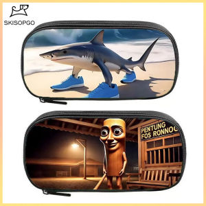 SKISOPGO  Tung Tung Sahur Printed Pencil Case Large Capacity Stationery Boxes for Elementary School Students