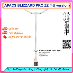 Vợt cầu lông Apacs Blizzard Pro ZZ - 4U | Vợt 4U thân đũa đường kính chỉ 6.2mm nặng đầu chuyên công khung đan 17kg