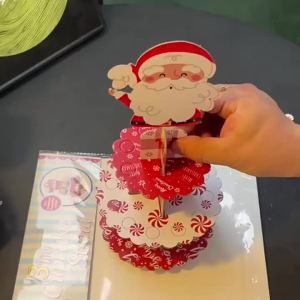 Sacesr Detachable Design Santa Claus Cupcake Stand 3 Tier Round Dessert Display Holder Decorative Plaid Cake Display Rack Z4K2H