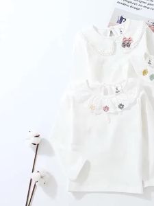 Blouse Kids Girl Girls Long Sleeve Bottoming Shirt Doll Collar Long Sleeve White Shirt Lapel Underwear Blouse Baby Girl Clothing