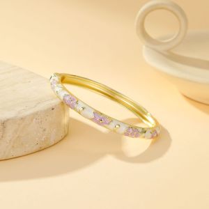 ZT9IYH Exquisite Enamel Bracelet Retro Zinc Alloy Oil Drop Bracelet Elegant Closed End Design Floral Bracelet Women