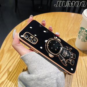 JIUMOO Casing Ponsel untuk VIVO V17 V19 Neo V15 Pro V11 Pro V20 SE Y70 2020 Case HP lembut astronot lipat dudukan ponsel Casing pelindung lensa penuh pelindung Kesing silikon kreatif Softcase