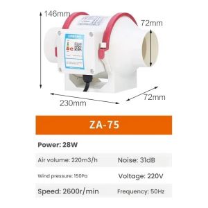 Upgraded version Variable speed setting wireless remote control4 Inches 6 Inches 8 Inches Mixed Flow Inline Duct Fan Air Extractor Low Noise Grow Tent Hydroponic Mix Flow Duct Fan Ventilation Fan Inline Fan Blower Centrifugal Fan Exhaust Fan For Room