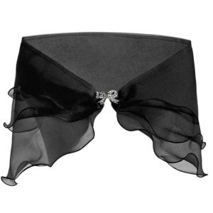 Women Layered Gauze Shawl Shrug for Rhinestone Buckle Wedding Ruffles Bolero Cap