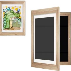 【SKIT】Kids Art Frames A3 A4 Size Flip Frame Wooden Decorative Picture Frame Changeable Children Drawing Portfolio Storage Box
