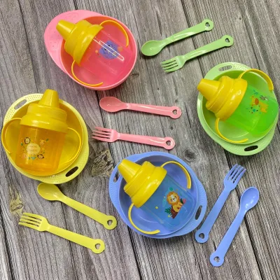 Baby Feeding Set 4in1 Feeding Set For Baby Bowl and Training Cup Spoon and Fork Feeding Set Toddler and Babies Practice Feed