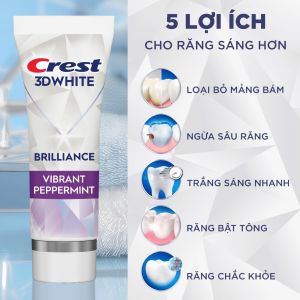 Kem Đánh Răng Crest 3D White Brilliance Vint Peppermint Toothpaste 130g