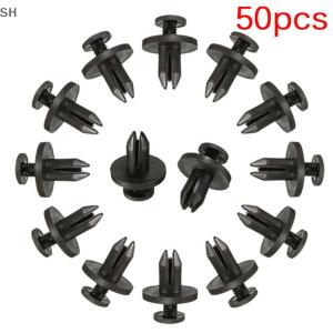 🚗🛵SH 50pcs 6 mm Auto Car Bumper Fender Retainer Push Black Plastic Clips Fasteners