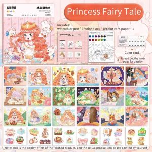 EmmAmy® 12 Color DIY Water Coloring Book Paint Set For Kids Portable Creative Cartoon Water Drawing Paint Book