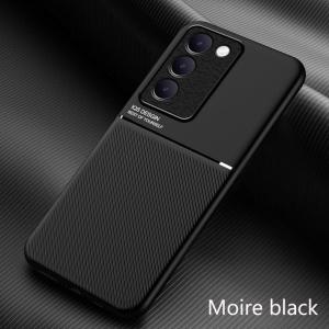 Case for Vivo Y100 5G Y200e V30 Lite 4G T3 V40 SE Camera Protection Textured Line Back Shell with Built-in Iron Sheet Anti-fingerprint Anti-drop Shockproof Protective Case