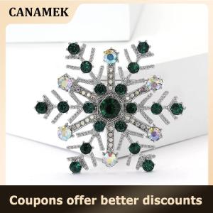【 CANAMEK 】 Fashion Luxury Rhinestone Snowflake Brooches For Women Clothing Coat Jewelry Accessories Gifts