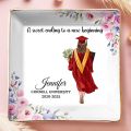 DOPTIKA A Sweet Ending To A New Beginning, Custom Graduation Jewelry Dish, 2025 Graduation Gifts For Her, Cute Gifts For College Girls, Students, Friends, Ring Holder Dish For Congratulations Gift. 
