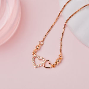 Fashion Cinta Ganda Wanita Kalung Rantai Klavikula Berbentuk Hati Berlian Fashion Korea Hari Valentine Hadiah Ulang Tahun Untuk Pacar