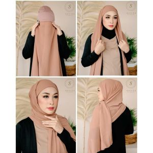 Syamsiar - Jilbab / Hijab PASHMINA + INNER 2 in 1 BISA BOLAK BALIK / PASHMINA BABYDOLL INNER / PASHMINA CIPUT JERSEY DIAMOND