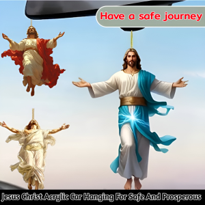 【Safe And Prosperous】Acrylic Car Hanging 2D Jesus Christ Acrylic Car Hanging Lucky Charm Talisman Jesus Interior Decoration