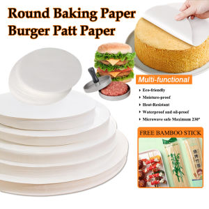 【Free barbecue skewers】150/50PC Non-Stick Greaseproof White Round Baking Paper Hamburger Patty Paper