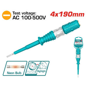 Bút thử điện TOTAL điện áp 100-500V kích thước 14-19cm nhỏ gọn tiện lợi mang theo - Chính hãng