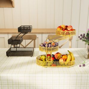 Gold Living Room Snack Rack Fruit Basket Desktop Storage Rack Vegetable Rack Kitchen Organization Rack