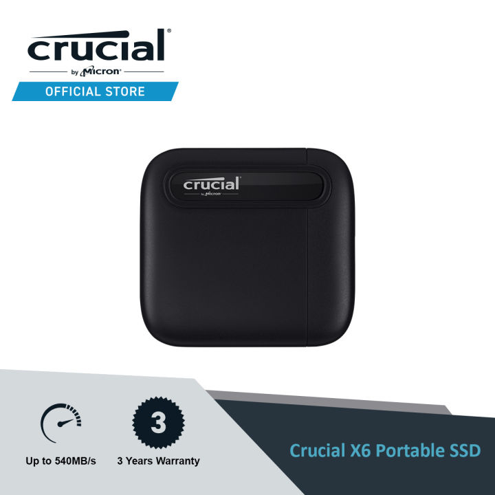 Crucial 500GB X6 Portable SSD with USB Type-C to USB Type-A