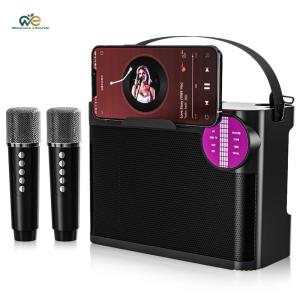 Bluetooth-Compatible 5.3 Portable Speaker with 2 Microphones Wireless Karaoke System Removable Strap for Home Parties[Winnereco Lifestyle]
