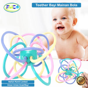 Mainan Tether Rattle Bayi Dengan Karet Lembut Gigitan Bayi Teether Bola Manhattan Murah Mainan Bayi Bola Manhattan Silikon BPA free Balls Handbell Soft Rattles
