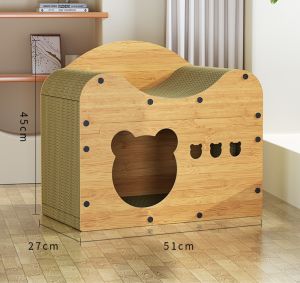 Cat House Wooden Bed Scratching Boad Recess Space Cat Condo Tahan House DIY Assembly