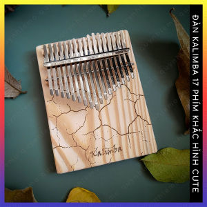 Đàn kalimba 17 phím QUYNHLEMO Kalimba nguyên khối khắc hình vết nứt tặng kèm phụ kiện
