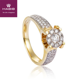 HABIB POLARIS | Tapered Halo Diamond Ring in 750/18K Yellow Gold 23772