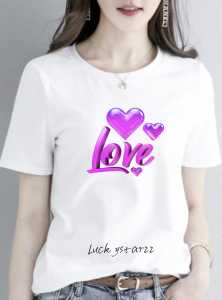 (COD)KAOS ATASAN MOTIF LOVE/COTTON COMBED WANITA