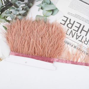 INNEED 1 Meter Sewing Decoration Natural Ostrich Feathers Ribbon Tassel 8-10cm Wide Feather Trim Fringe Handmade Apparel Fabric Feather Plumes Ribbon Selvage Wedding Party Decoration
