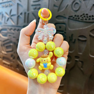 Colorful bead doll keychain bow car keychain phone chain pendant cartoon student gift