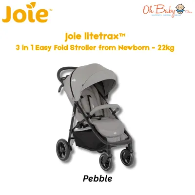 Joie Litetrax 3in1 Easy Fold Stroller from Newborn to 22kg - Pebble