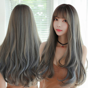 New Japanese and Korean Wig Female Long Curly Hair Realistic Chemical Fiber High-temperature Fiber Headgear Wig for Women Human Washable Long Hair