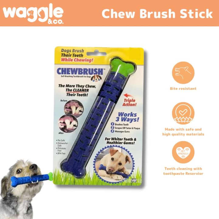 Waggle Chew Brush Stick Pet (Dog/Cat) Teether Toothbrush Toy Teeth Cleaner Lazada PH