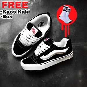 Sepatu Vans91 Knu Skool Black and White Sneakers for Men and Women 100% 0riginal