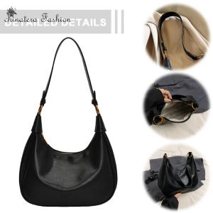 Shoulder Bag for Women Adjustable Strap Underarm Bag PU Leather with Zipper Crescent Bag Handbag Work Travel Bag