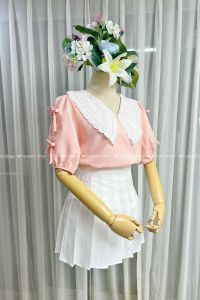 Elegant Women Chiffon Blouse with Embroidery and Tie Sleeves