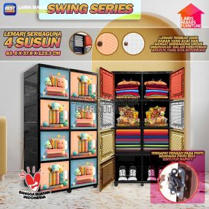 Lemari Plastik Serbaguna 4 SUSUN Tabitha CLICKS Printing Tabitha LOKI LOKER SERBAGUNA Lemari Pakaian CABINET LEMARI TABITHA LEMARI SWING