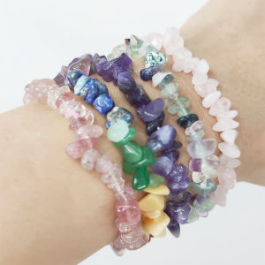 Natural Crystal gravel jewelry bracelet irregular gravel beads DIY powder crystal fluorite purple bracelet simple senior beautiful female sister gift