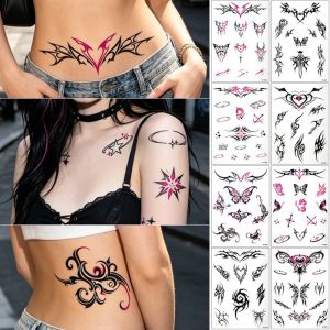 BEAUTYLADIES Demon Love Heart Punk Style Tattoo Stickers Totem Butterfly Y2k Spicy Girl Body Art Sticker Dark Punk Sweet Cool Removable Temporary Tattoo Men Women