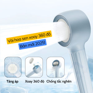 Vòi sen tắm xoay 360 độ xả cặn chống tắc nghẽn vòi hoa sen tăng áp NOP Waternymph