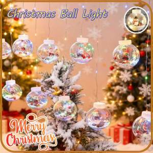 Santa String Lights Xmas Hanging Ball Light USB LED Curtain Lights Christmas Party Decor