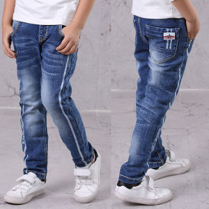 IENENS Kids Children Fashion Denim Clothing Long Pants Boys Slim Jeans Young Boy Casual Clothes Trousers Bottoms Elastic Waist Pants