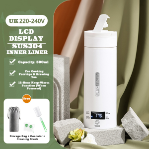 316 Stainless Steel Portable Electric Kettle 500ml with Auto Shut-Off & Boil Dry Protection